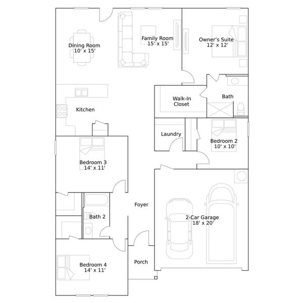 2D floor plan layout of this home in Whitetail Run, Caldwell, TX (Image 2).
