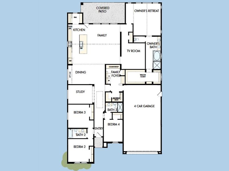 2D floor plan layout for the The Freno by David Weekley Homes in Overlook at Verrado Regent Hills, Buckeye, AZ (Image 3).