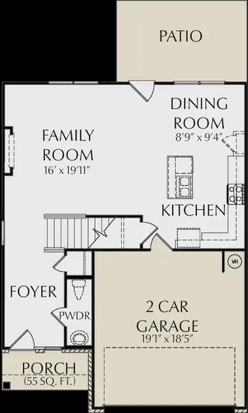 2D floor plan layout for the Hanson by KM Homes in Astoria, Locust Grove, GA (Image 3).