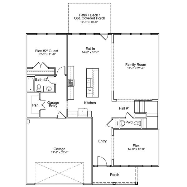 2D floor plan layout for the Webster II - Vanguard Collection by Mungo Homes in Sweetbrier, Durham, NC (Image 3).
