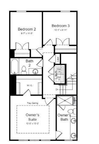 Structural options include: first floor guest suite with full bath, modern linear fireplace in gathering room, shower ledge in owner's bath.