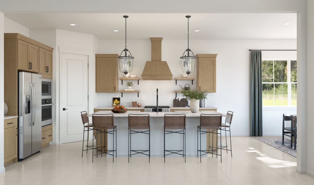 Kitchen with pendant lighting