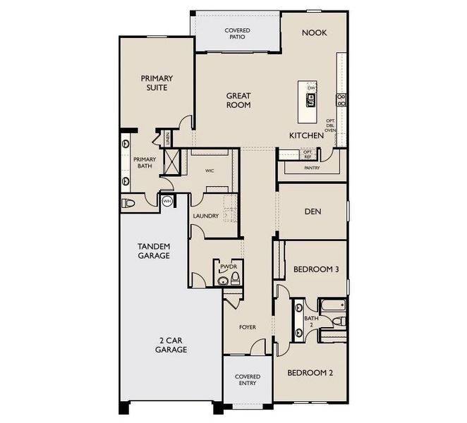 2D floor plan layout of this home in Stonebridge Manor, Waddell, AZ (Image 5).