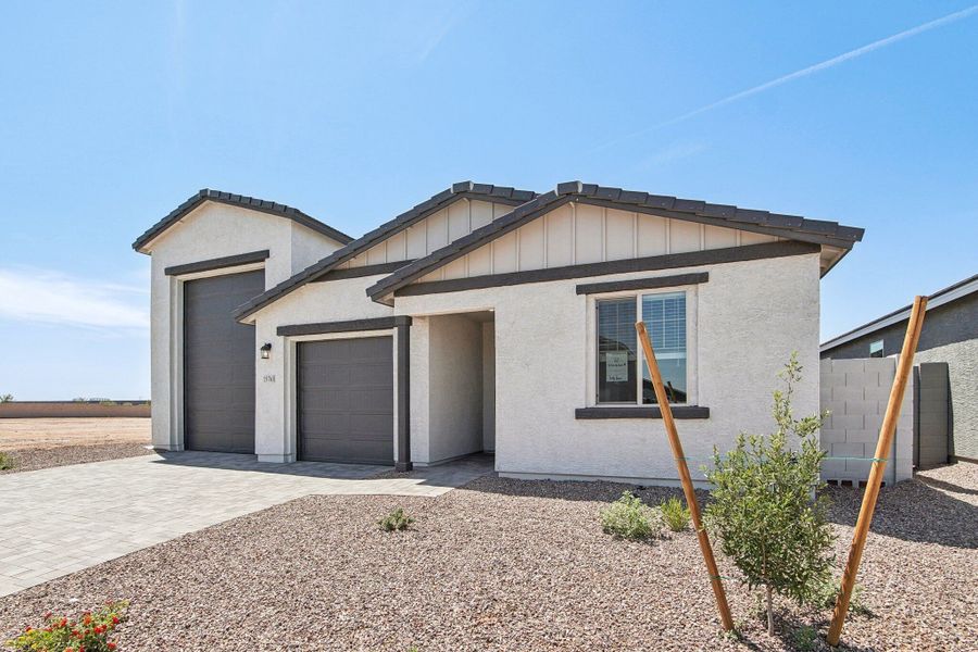 Representative exterior photo of a completed home built from the Ruby RV by Ashton Woods in Sanctuary at Aloravita, Peoria, AZ (Image 8).