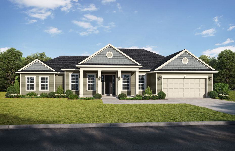 Representative exterior photo of a completed home built from the Summerville by SEDA New Homes in Katie Cove, Jacksonville, FL (Image 4). Representative exterior photo of a completed home built from the Summerville by SEDA New Homes in Katie Cove, Jacksonville, FL (Image 4).