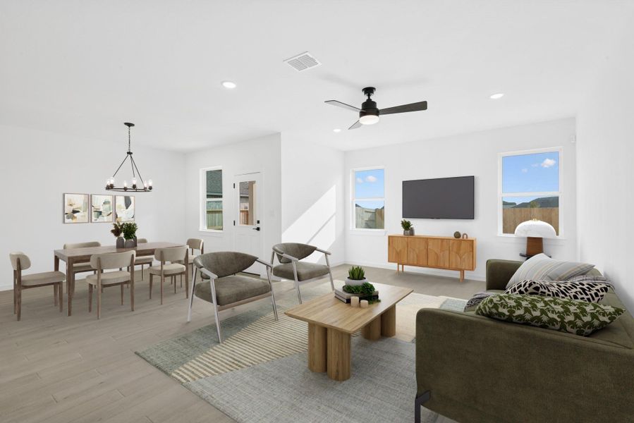 Open dining area and great room (*Photo not of actual home and used for illustration purposes only.)
