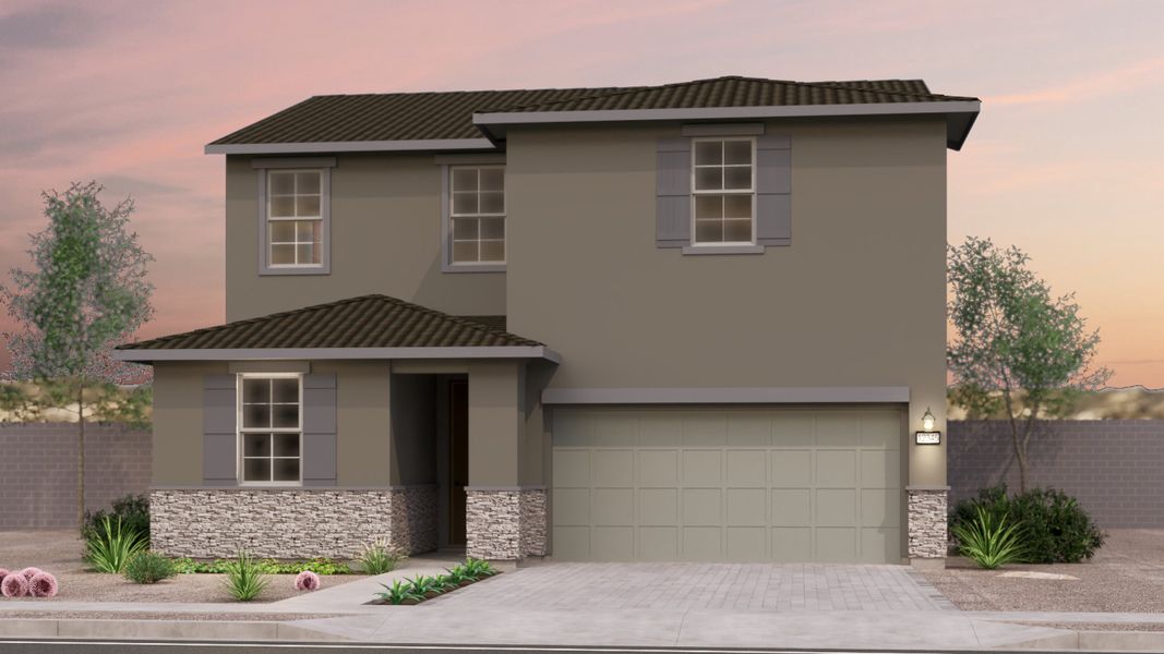 Representative exterior photo of a completed home built from the Dakota by Brookfield Residential in Alamar, Avondale, AZ (Image 14).