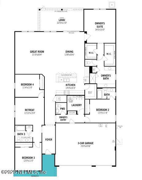 2D floor plan layout of this home in RiverTown - Forest, St. Johns, FL (Image 3).