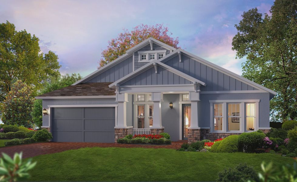 Representative exterior photo of a completed home built from the Costa Mesa by ICI Homes in Plantation Bay, Ormond Beach, FL (Image 10). Representative exterior photo of a completed home built from the Costa Mesa by ICI Homes in Plantation Bay, Ormond Beach, FL (Image 10).