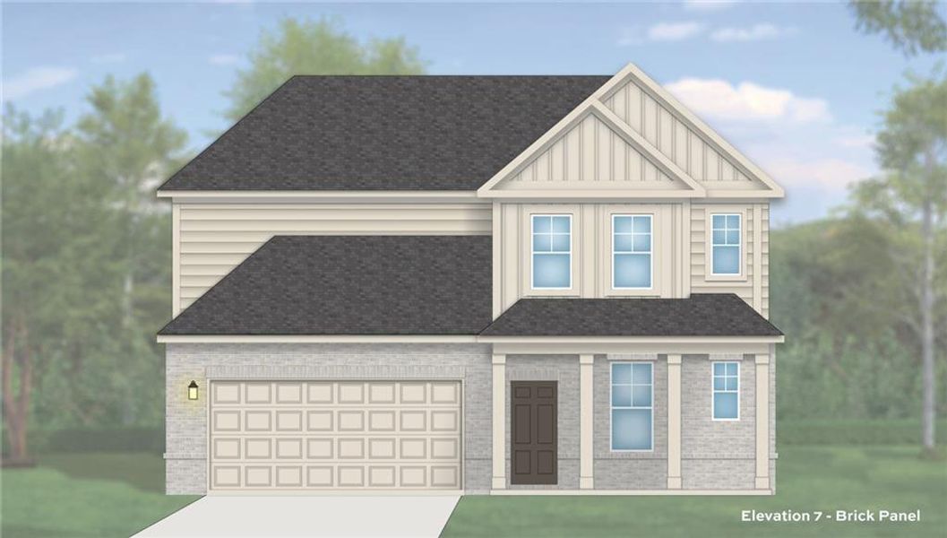 Front exterior of a new home in Hamilton Lakes, Lawrenceville, GA, highlighting curb appeal (Image 1). Front exterior of a new home in Hamilton Lakes, Lawrenceville, GA, highlighting curb appeal (Image 1).