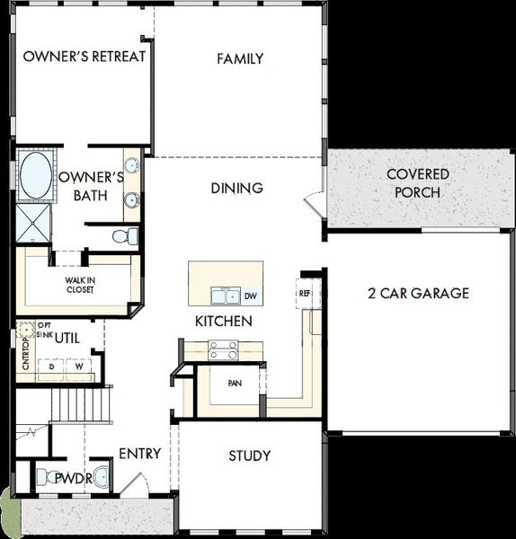 2D floor plan layout of this home in Easthaven at Bridgeland Central - Horizon Collection, Cypress, TX (Image 3). 2D floor plan layout of this home in Easthaven at Bridgeland Central - Horizon Collection, Cypress, TX (Image 3).