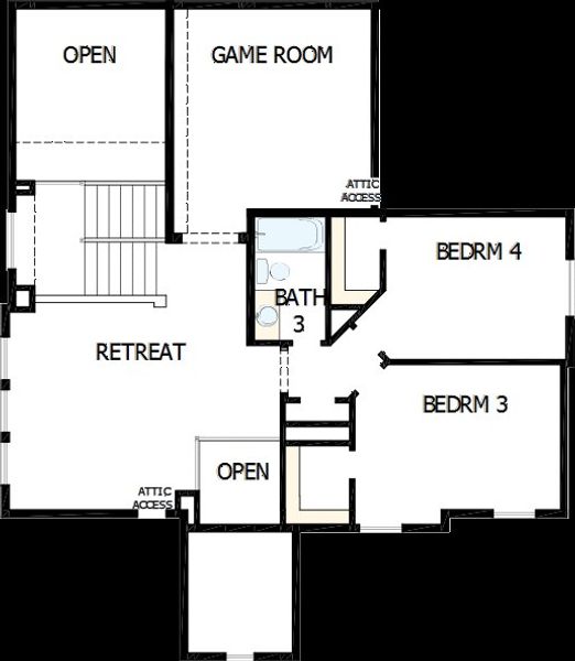 2D floor plan layout of this home in Riceland - Enclave Collection, Mont Belvieu, TX (Image 6).