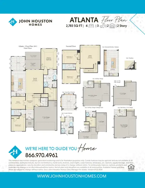 2D floor plan layout for the Atlanta by John Houston Homes in BridgeWater Phase 2, Midlothian, TX (Image 3).