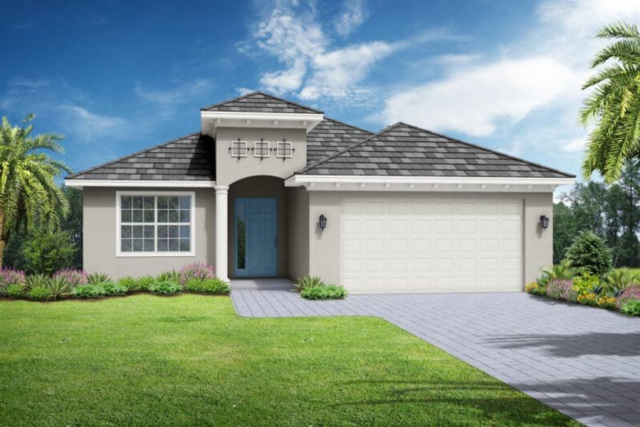 Representative exterior photo of a completed home built from the St. Thomas by Medallion Home in The Willows, Parrish, FL (Image 8).