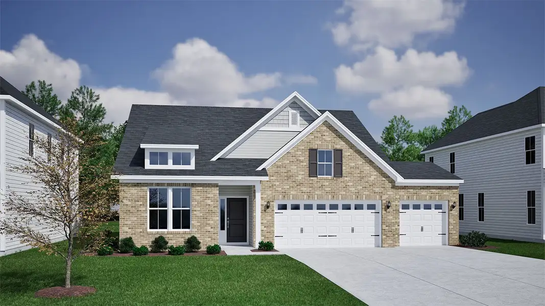 Representative exterior photo of a completed home built from the Cary - Vanguard Collection by Mungo Homes in Cottages at Lake Emory, Inman, SC (Image 26).
