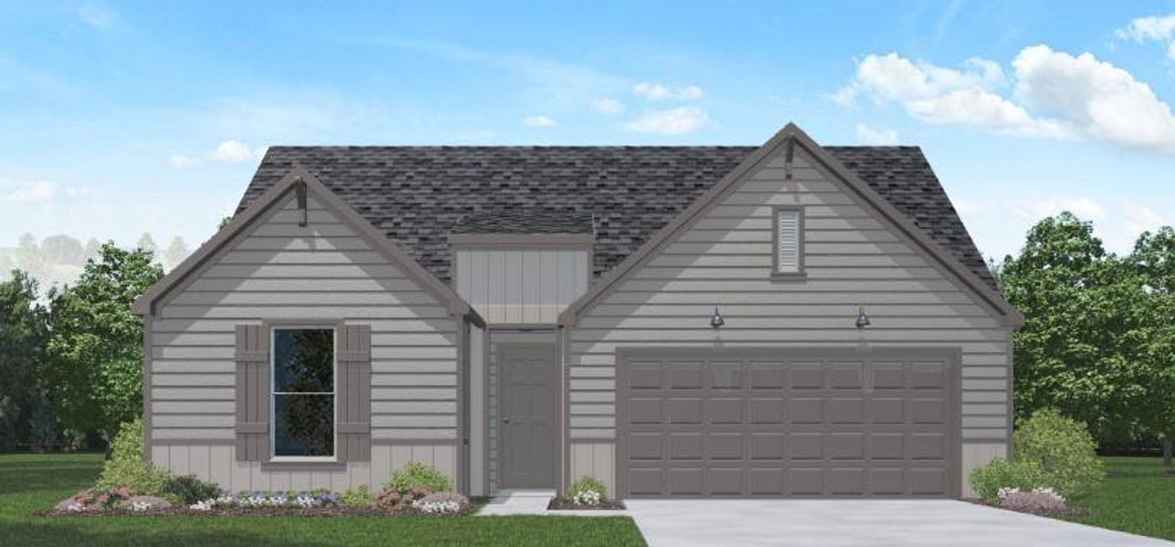 Front exterior of a new home in Silverthorne, Conroe, TX, highlighting curb appeal (Image 20). Front exterior of a new home in Silverthorne, Conroe, TX, highlighting curb appeal (Image 20).