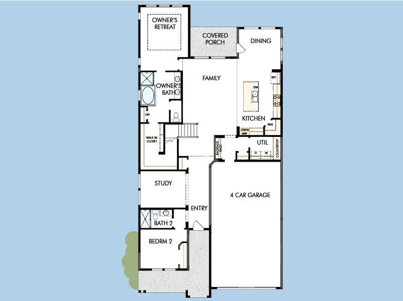 2D floor plan layout for the The Primrose by David Weekley Homes in Goodland – Classic Series, Grand Prairie, TX (Image 3).