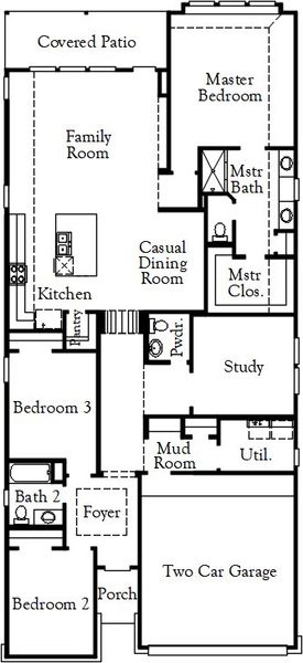 2D floor plan layout of this home in Wolf Ranch, Georgetown, TX (Image 3).