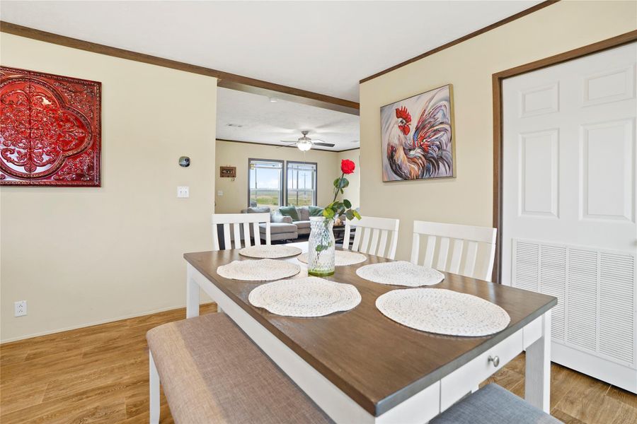 Bright Dining Area with Sliding Glass Doors