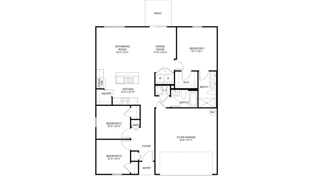 2D floor plan layout for the Archer by D.R. Horton in Copes Landing, Jacksonville, FL (Image 5).