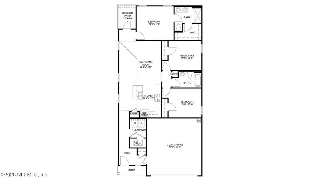 2D floor plan layout of this home in Copes Landing, Jacksonville, FL (Image 6).