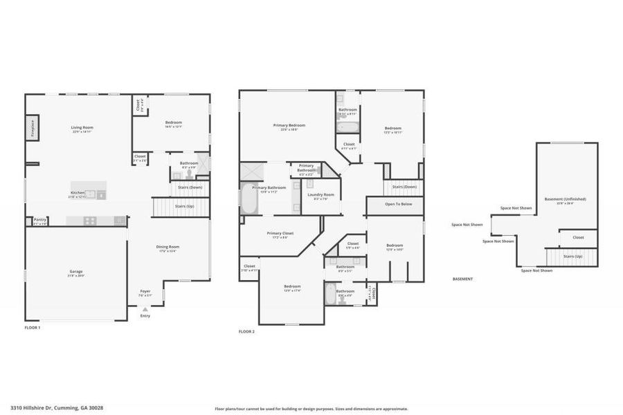 2D floor plan layout of this home in Hillshire, Cumming, GA (Image 29).