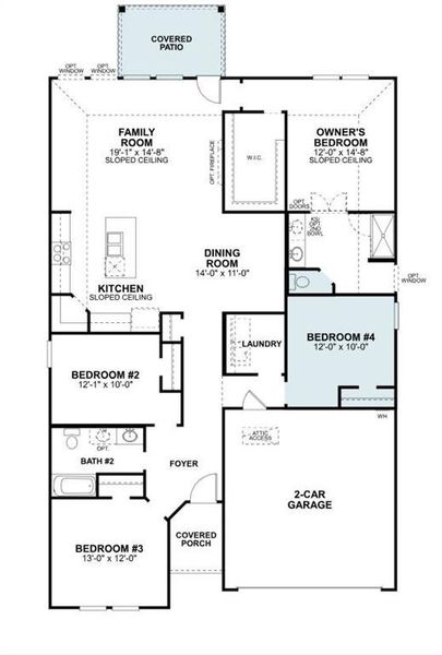 2D floor plan layout of this home in Woodstone, Providence Village, TX (Image 3).