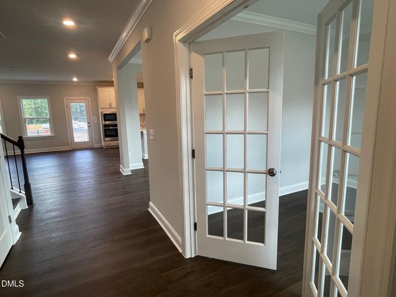 Entry foyer and study doors