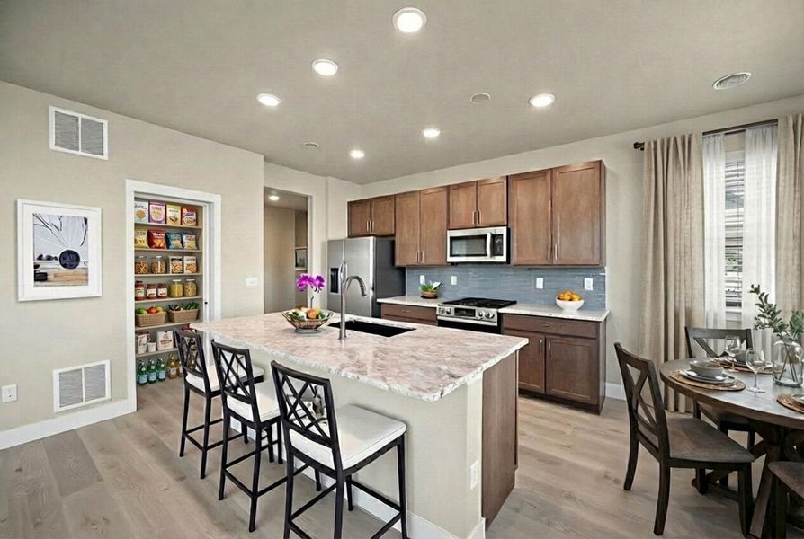 Furnished interior view inside a new home in Trails at Aspen Ridge-3, Colorado Springs (Image 7). Furnished interior view inside a new home in Trails at Aspen Ridge-3, Colorado Springs (Image 7).