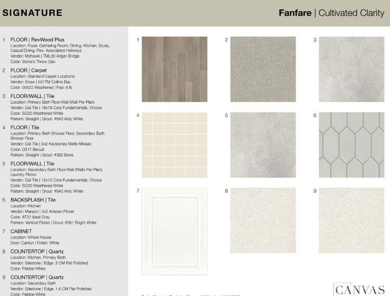 202 Silver Fleet Drive design selections. Home is currently under construction and selections are subject to change.