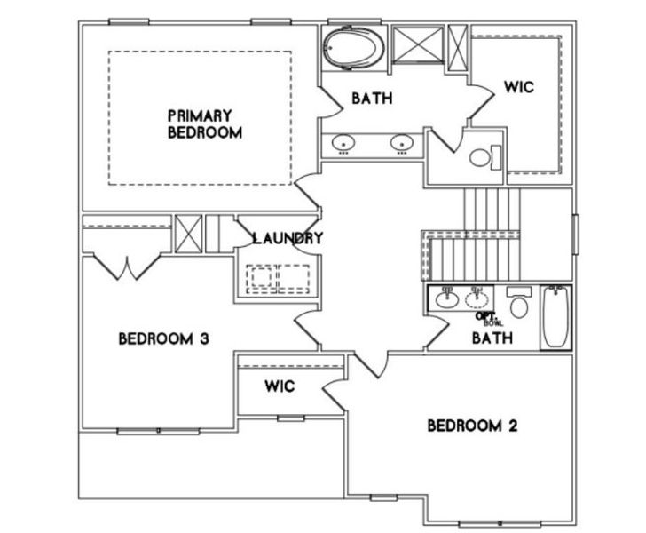 2D floor plan layout for the Cherry by Red Cedar Homes in The Pines at Paw Creek, Charlotte, NC (Image 5).