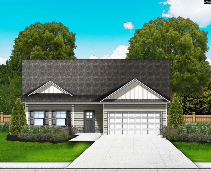Front exterior of a new home in Bickley Station, Irmo, SC, highlighting curb appeal (Image 1).