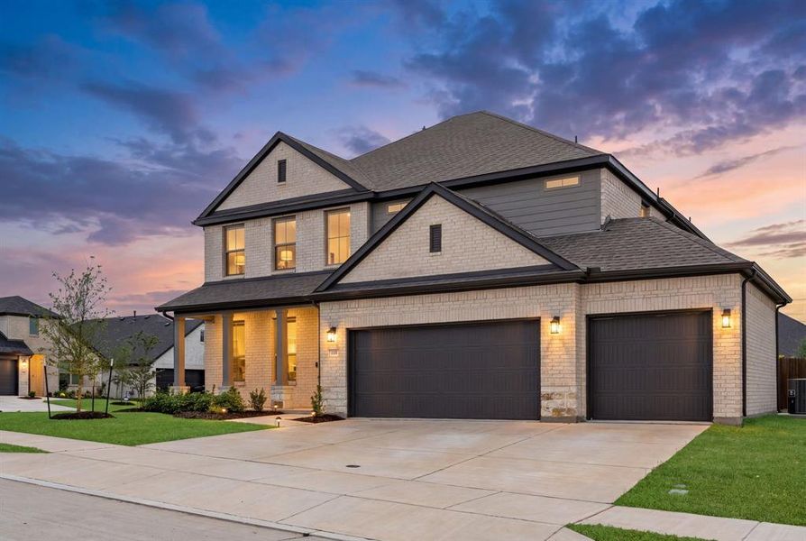 Front exterior of a new home in Elevon, Lavon, TX, highlighting curb appeal (Image 24).