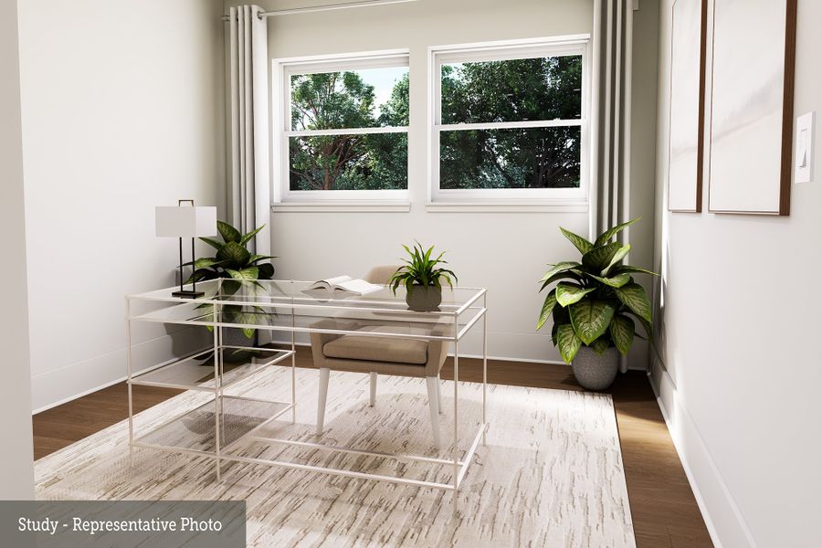 Representative furnished interior of a home built from the The Hereford by David Weekley Homes in The Highlands 40', Porter (Image 6). Representative furnished interior of a home built from the The Hereford by David Weekley Homes in The Highlands 40', Porter (Image 6).