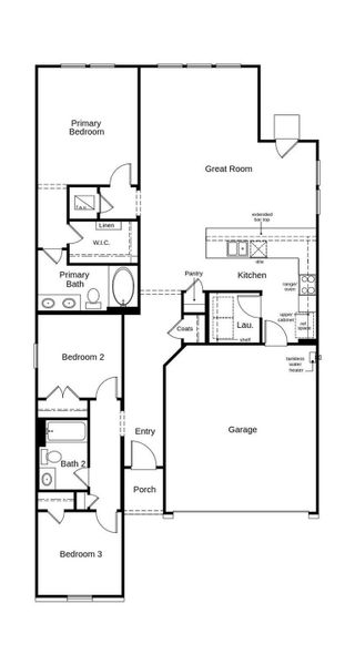 This floor plan features 3 bedrooms, 2 full baths, and over 1,400 square feet of living space. This floor plan features 3 bedrooms, 2 full baths, and over 1,400 square feet of living space.