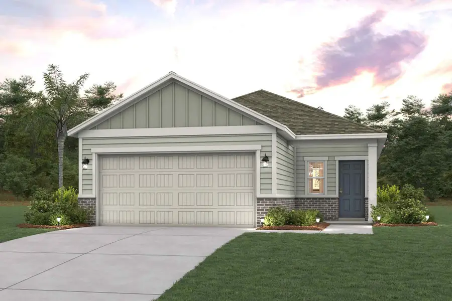 Front exterior of a new home in The Preserve at Camden Woods, Kingsland, GA, highlighting curb appeal (Image 1). Front exterior of a new home in The Preserve at Camden Woods, Kingsland, GA, highlighting curb appeal (Image 1).