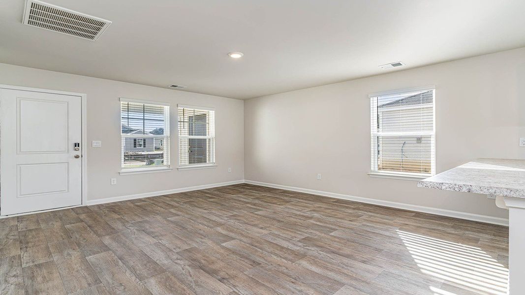 Representative unfurnished interior of a home built from the Curtis by D.R. Horton in Sandpiper Place, Myrtle Beach (Image 9). Representative unfurnished interior of a home built from the Curtis by D.R. Horton in Sandpiper Place, Myrtle Beach (Image 9).