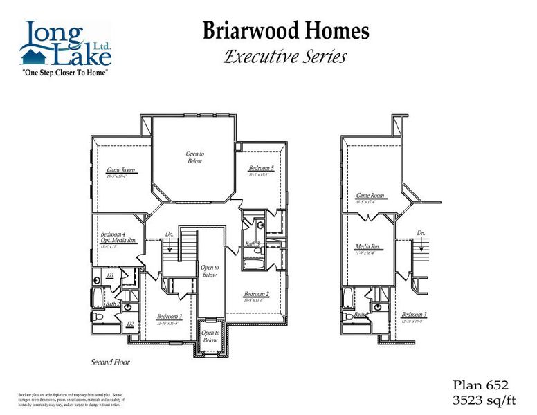 2D floor plan layout for the 652 by Long Lake Ltd. in Grand Magnolia, Magnolia, TX (Image 3). 2D floor plan layout for the 652 by Long Lake Ltd. in Grand Magnolia, Magnolia, TX (Image 3).