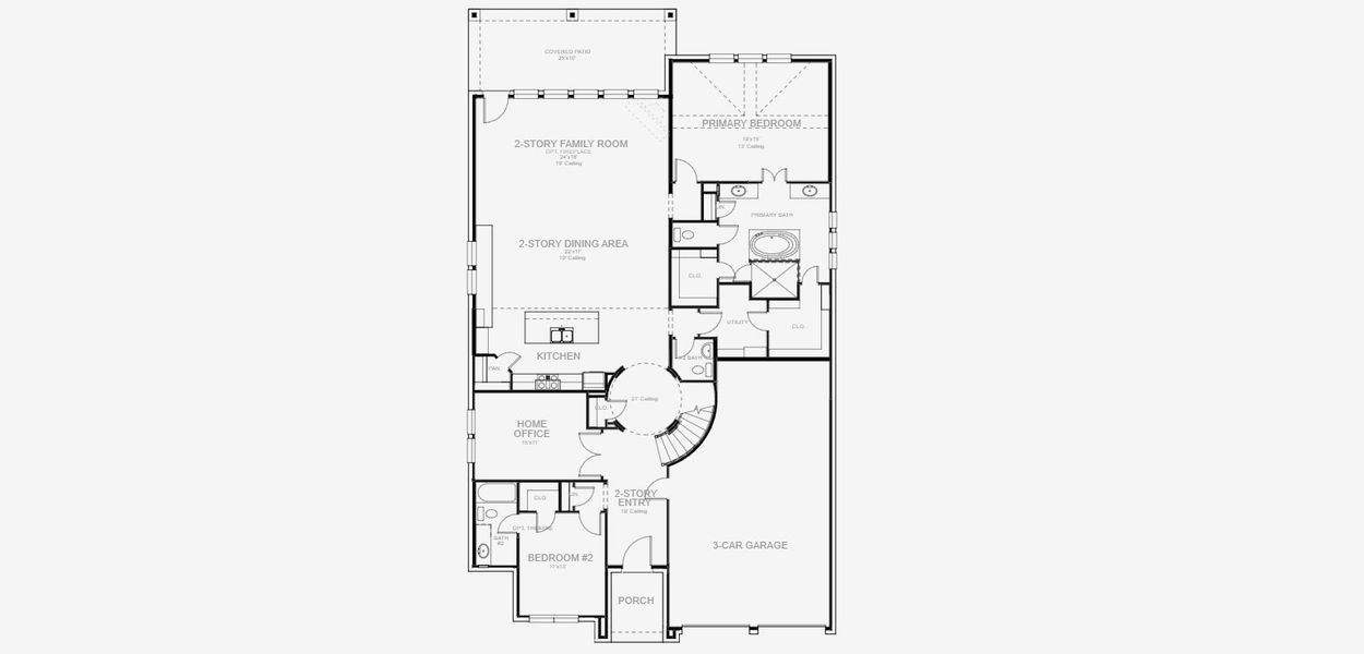 2D floor plan layout for the 3396W by Perry Homes in Mantua, Van Alstyne, TX (Image 4).