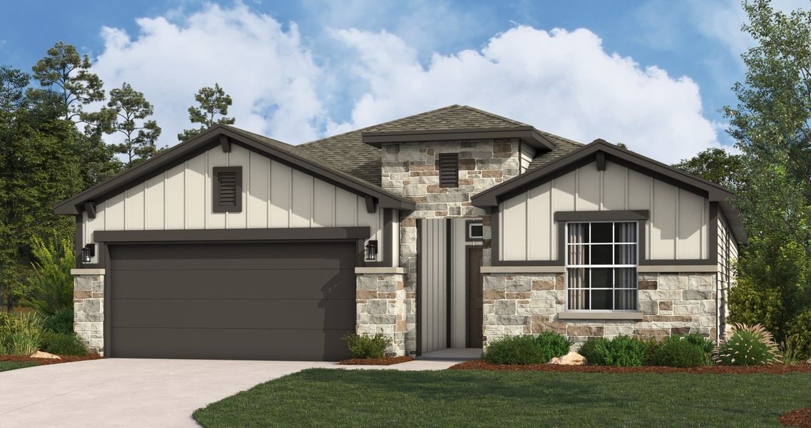 Representative exterior photo of a completed home built from the Jasmine by Hakes Brothers in Veranda Signature, San Antonio, TX (Image 4).