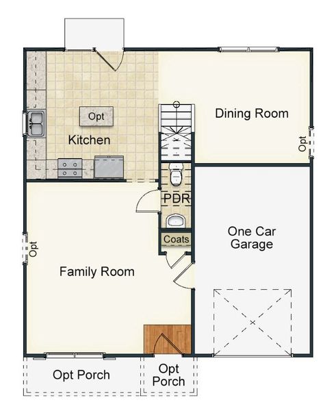 2D floor plan layout for the Dayton by Keystone Homes NC in The Wilcox, Greensboro, NC (Image 6).