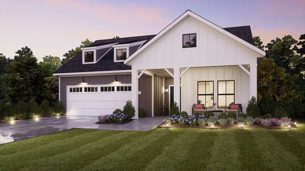 Representative exterior photo of a completed home built from the Portico by Epcon Communities in Lakeside at Millican Reserve, College Station, TX (Image 28).