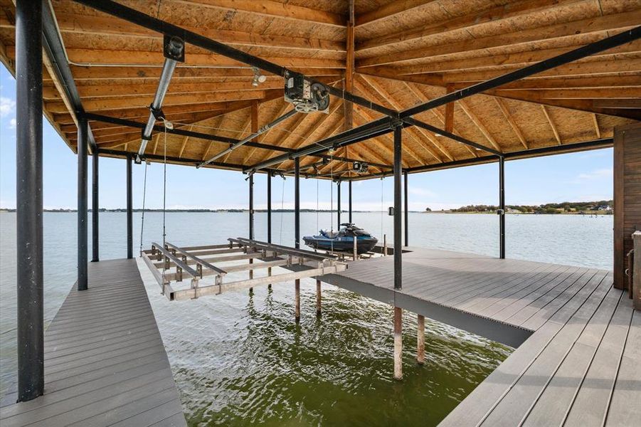 Dock with aluminum boat & jet ski's lift