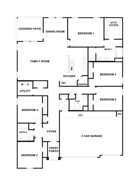 2D floor plan layout for the The Grayson by D.R. Horton in Sonoma Oaks, Fredericksburg, TX (Image 3). 2D floor plan layout for the The Grayson by D.R. Horton in Sonoma Oaks, Fredericksburg, TX (Image 3).