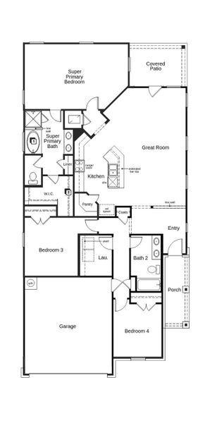2D floor plan layout of this home in Salerno - Heritage Collection, Round Rock, TX (Image 3).