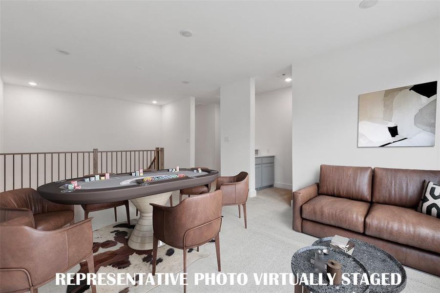 Fun filled family game nights are waiting for you in this wonderful game room!  REPRESENTATIVE PHOTO VIRTUALLY STAGED