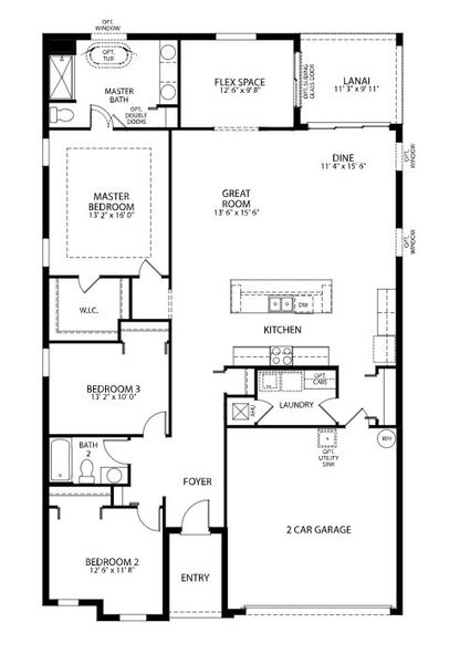 2D floor plan layout for the Drexel by Maronda Homes in Golden Gate, Naples, FL (Image 3).
