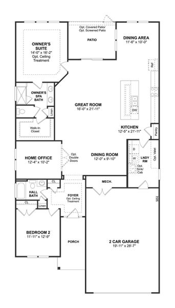2D floor plan layout for the Ibiza by K. Hovnanian® Homes in K. Hovnanian's® Four Seasons at Carolina Oaks, Bluffton, SC (Image 3). 2D floor plan layout for the Ibiza by K. Hovnanian® Homes in K. Hovnanian's® Four Seasons at Carolina Oaks, Bluffton, SC (Image 3).
