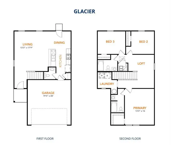 2D floor plan layout of this home in Treaty Oak, Granbury, TX (Image 2).