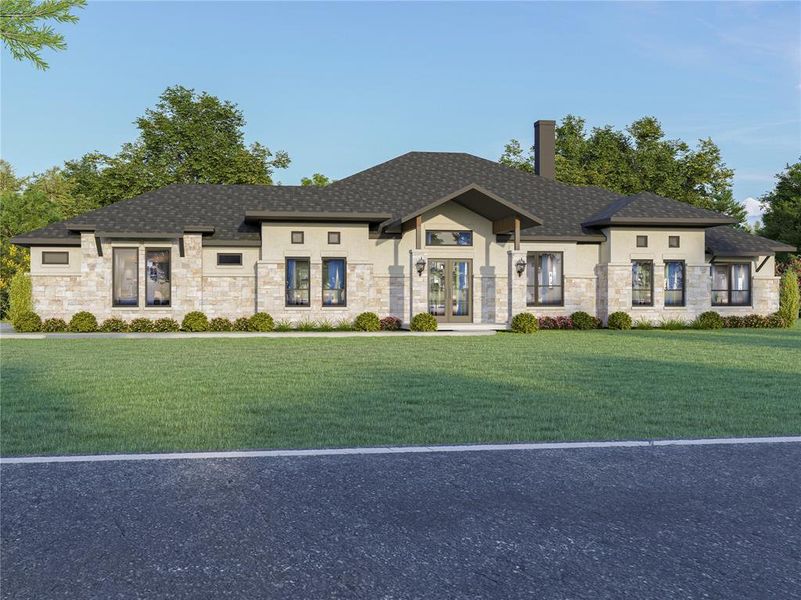 View of front of property with a front yard